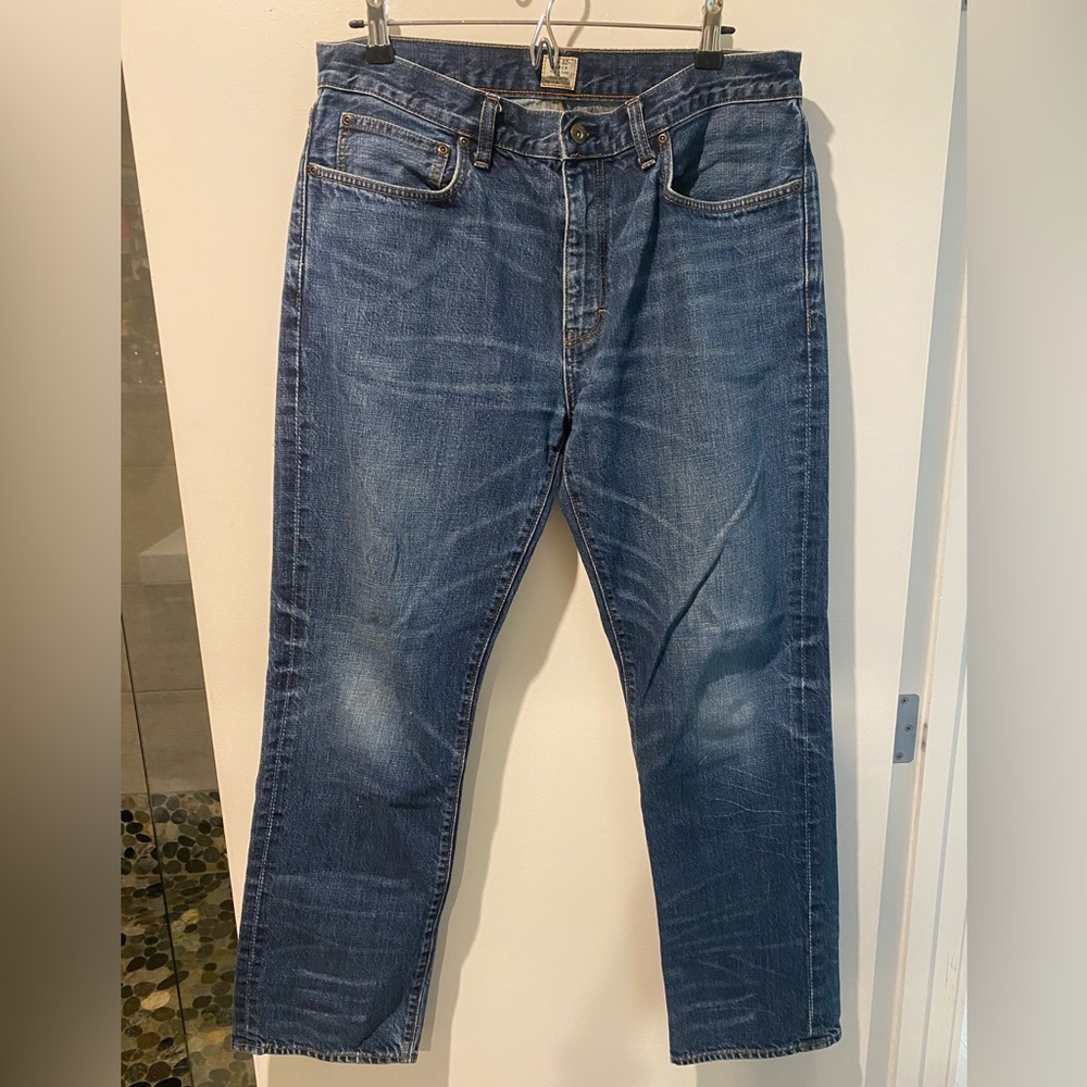 J. Crew Blue Straight-Leg Jeans with Natural Fading
